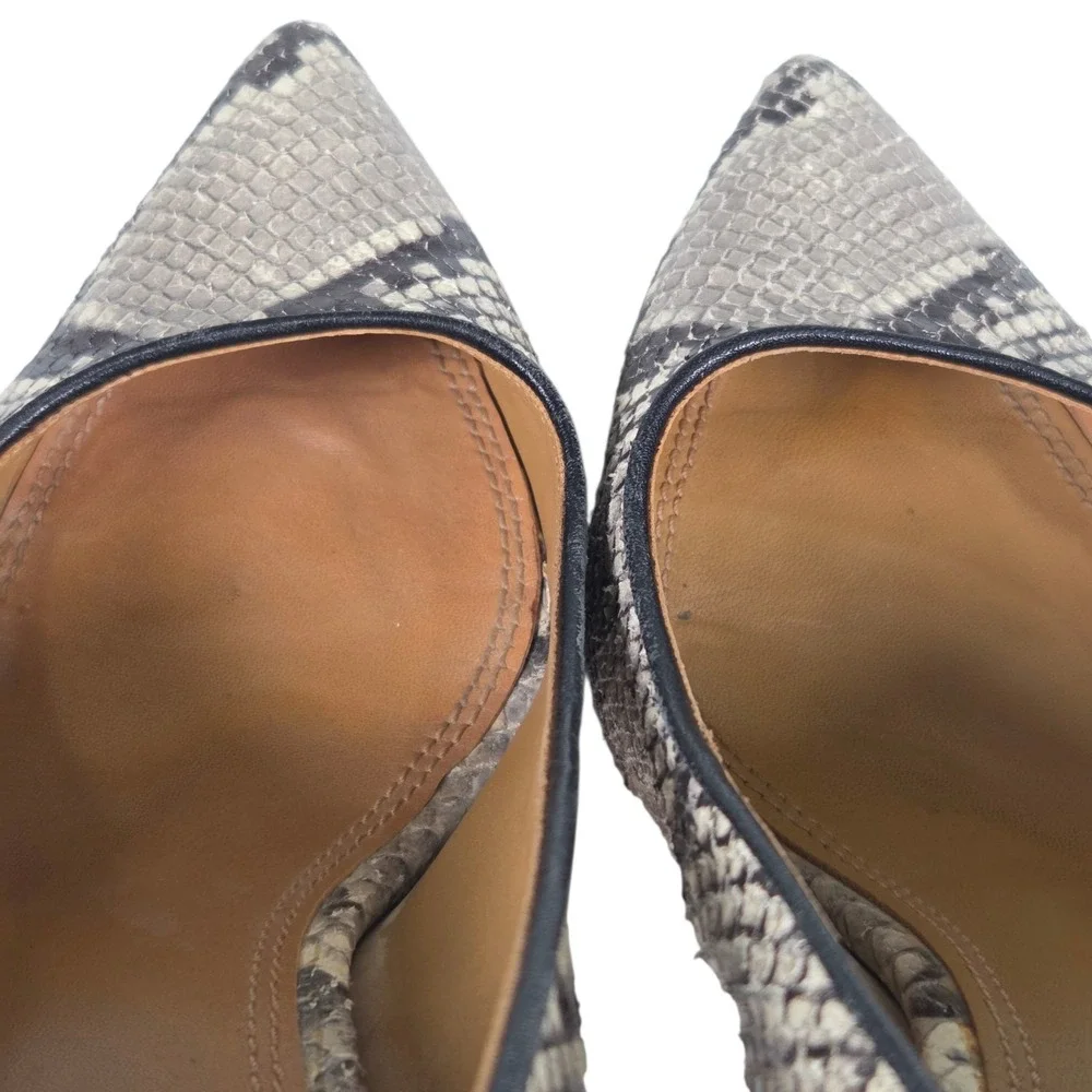 TORY BURCH Real Snakeskin Leather Heels Black White SZ 9M Exotic Dress‎